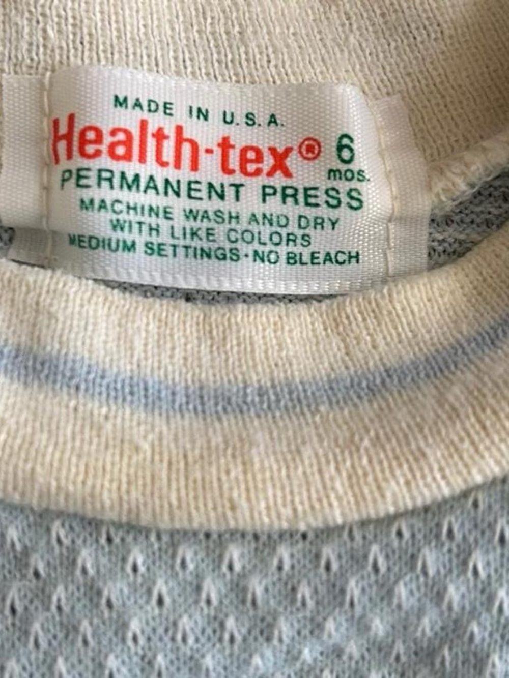 Vintage Kids Health-tex Stantogs Blue & White Clown One Piece 6 Months - Picture 7 of 8